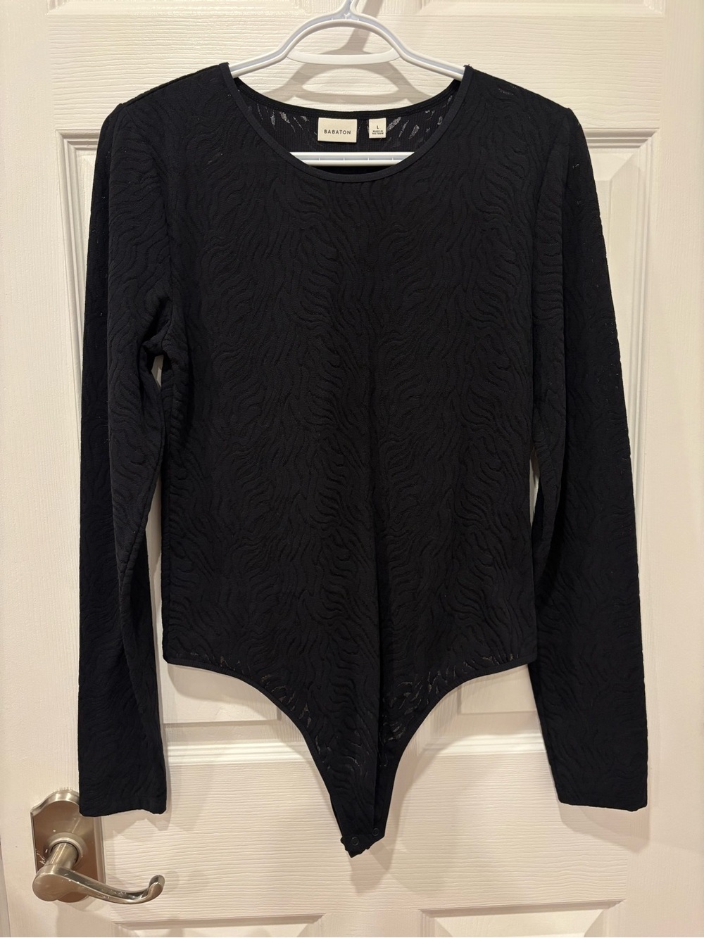 Babaton Aritzia Black Long Sleeved Semi Sheer Bodysuit Size Large